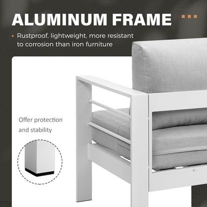 Solaste Aluminum Patio Furniture Set with Fire Pit Table, 6 Piece Sectional Metal Outdoor Furniture with Ottoman, Modern Patio Conversation Set Water-Resistant Cushion for Balcony, Front Porch, White