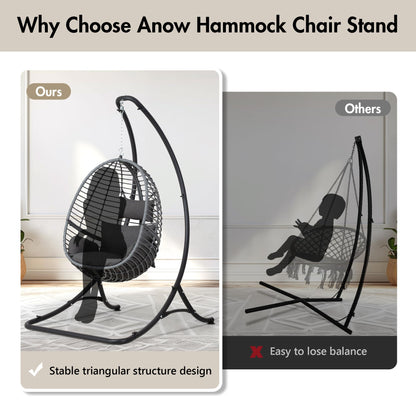 ANOW Heavy Duty Hammock Chair Swing Stand Only, Hanging Chair Stand for Outside, Max 400 Lbs, Black