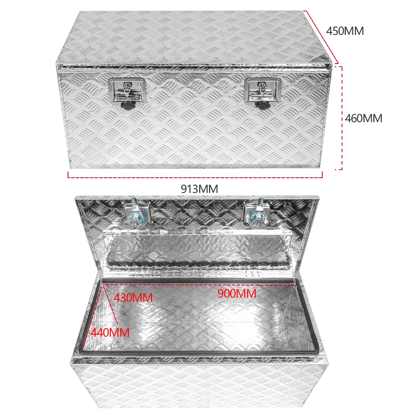 Edicapo 36" x 18" x 18" Truck Tool Box Pickup Truck Bed Toolbox Heavy Duty Aluminum Underbody Truck Box Compatible With RV Trailers Storage Organizer with Lock & Keys Silver