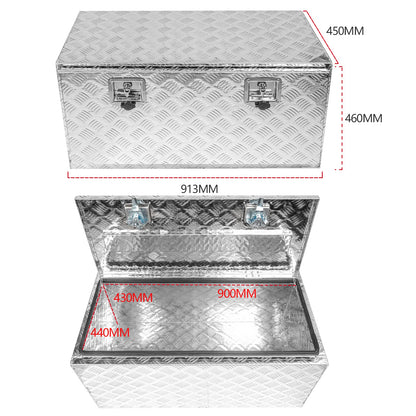 Edicapo 36" x 18" x 18" Truck Tool Box Pickup Truck Bed Toolbox Heavy Duty Aluminum Underbody Truck Box Compatible With RV Trailers Storage Organizer with Lock & Keys Silver