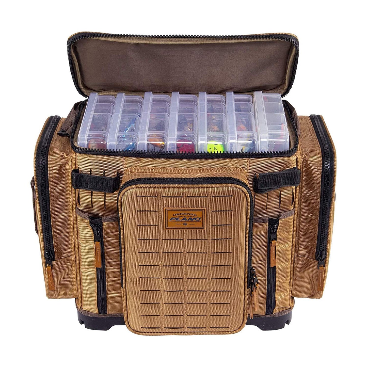 Plano Guide Series 3700 XL Tackle Bag, Beige 1680 Denier Fabric with Waterproof Base, Includes 10 StowAway Utility Organization Boxes, Large Premium Fishing Storage