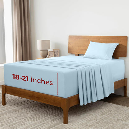Mellanni Extra Deep Twin Sheets - Hotel Luxury Bedding Set | Ultra Soft, Cooling, Wrinkle-Resistant (Aqua)