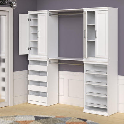 ClosetMaid Modular Storage 68.76-78.78-inch W 4-Drawer 19-Shelf Wood Closet System with Doors, White