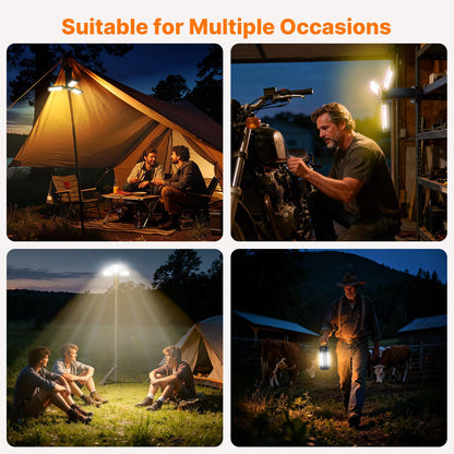 OGERY Camping Lights with Remote, 18000mAh Rechargeable Camping Lantern & LED Work Light, Detachable Tripod Stand up to 6.7 ft, 3 Lamp Heads for Camping Essentials & Emergency, Black