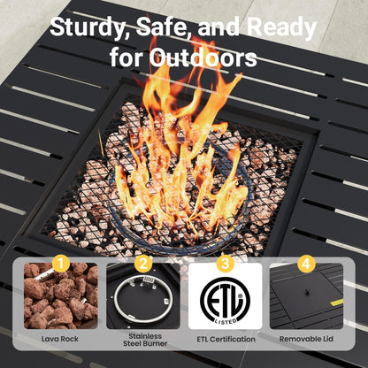 Wisteria Lane 30" Propane Fire Pit Table, 50,000 BTU Gas Fire Pit for Outside, Outdoor Fire Pit with CSA Certification for Backyard Balcony Garden Patio Deck