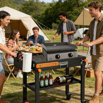 Foldable Heavy-Duty Grill Cart, Blackstone Stand Compatible with Blackstone 17/22”Griddle, Grill Table Designed for Outdoor and BBQ Enthusiasts, Easy to Move, Ideal for Camping and Backyard Party
