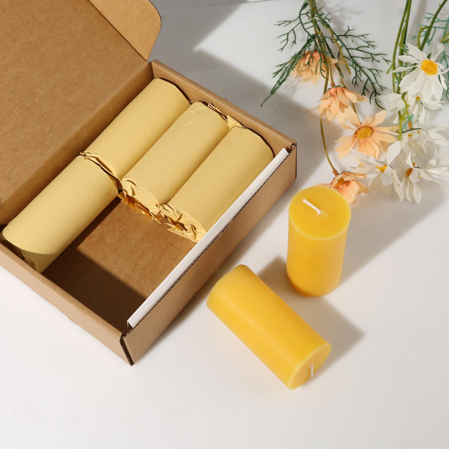 6 Pack Natural Beeswax Pillar Candles,100% Pure Beeswax Candles-210 Hours Long Burning,Organic Bees Wax Candles for Home,Emergency,Prayer,Parties,Unscented Dripless Smokeless Beeswax Candle Bulk 2x4in
