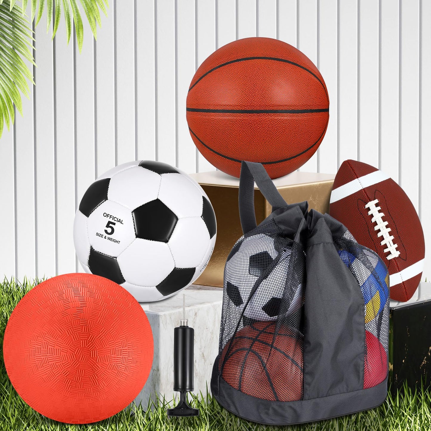 HyDren 36 Pcs Sports Balls Set for Teen Adult, Multi Sport Training Equipment with Official Size Basketball Soccer Ball Football Playground Ball with Pump and Carry Bag Back to School Sports Gift