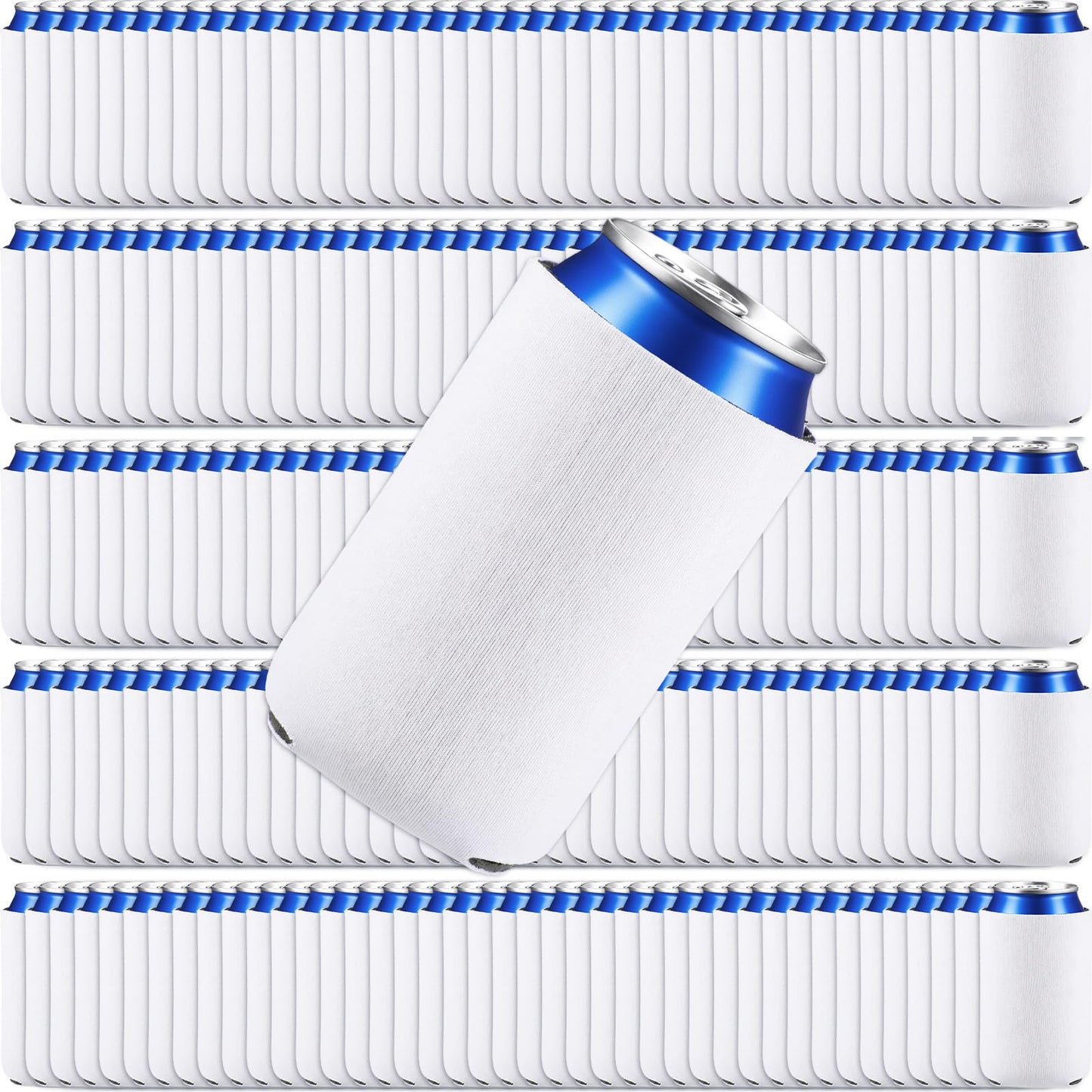 Umigy 500 Pcs Can Coolers Sleeves Bulk, Insulated Neoprene Beer Cooler Drink Sleeves Blank Sublimation Cover Universal Fit 12 Oz Cans DIY for Events Parties BBQ Gifts (White)