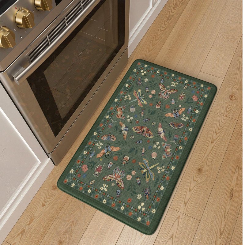 LEEVAN Anti Fatigue Mats for Kitchen Floor Non-Slip, Cushioned Kitchen Mats for Floor 20''x31'', Green Memory Foam Kitchen Mat Set, Waterproof Ergonomic Green Ding Mat for Bar, Office,Desk, Laundry