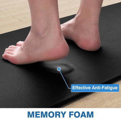 StepRite Kitchen Mats, 2PCS Kitchen Rugs, Cushioned Anti Fatigue Kitchen Mats for Floor, Non-Slip Standing Desk Mat, Waterproof Kitchen Rug Set for Kitchen, 20" x 32"+20" x 48"-0.47 inch Thick, Black