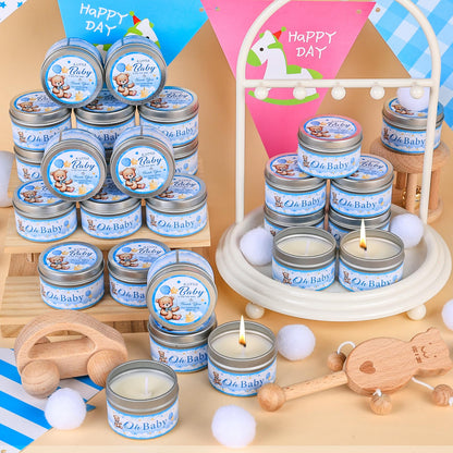 VISCOO 30 Pack Baby Shower Party Favors Candles Lavender Scented, Baby Shower Favors for Guests Prizes, Girl Boy Gender Reveal Party Gifts Decorations (1.2 Oz, Blue)
