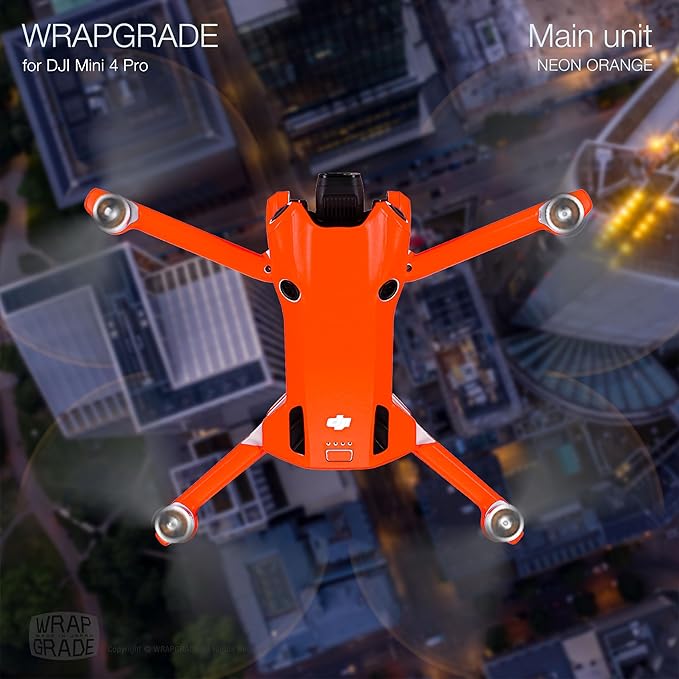 WRAPGRADE Skin Stickers Compatible with DJI Mini 4 Pro | Full Wrap (Neon Orange)