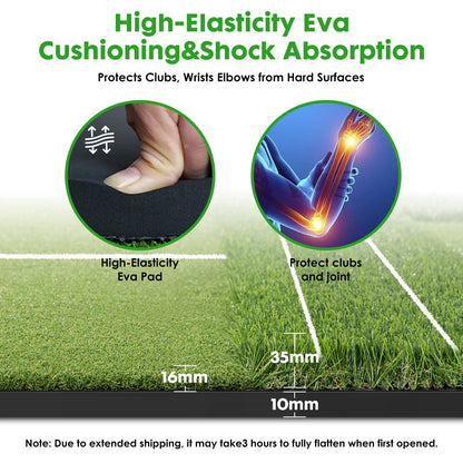 RELILAC 5x4ft Golf Mat with Ball Tray, 26mm Thickened Golf Hitting Mats for Backyard, Driving Range, Indoor & Outdoor Practice, Turf Matt with 3 Tees for Chipping Swing Driving Training