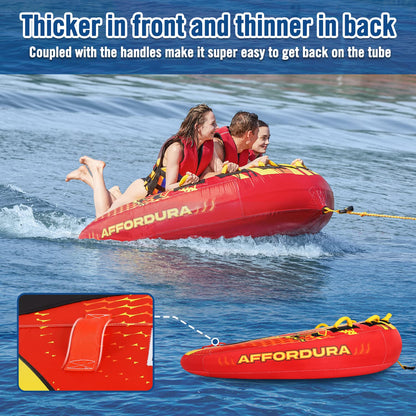 Affordura Towable Tubes for Boating 65in Tubes for Boats to Pull, Boat Tubes and Towables with Quick Connector and Storage Bag (1-3 Rider)