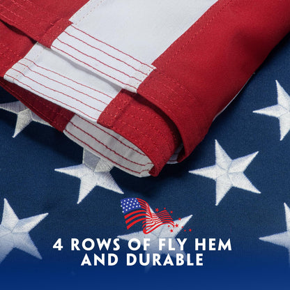 American Flag 6x10 Ft for Outside Longest Lasting- Ultra Durable, Tear-Proof Heavy Duty Spun Polyester US USA Flags - Fade Resistant, Embroidered Stars, Sewn Stripes, Brass Grommets - Outdoor Decor