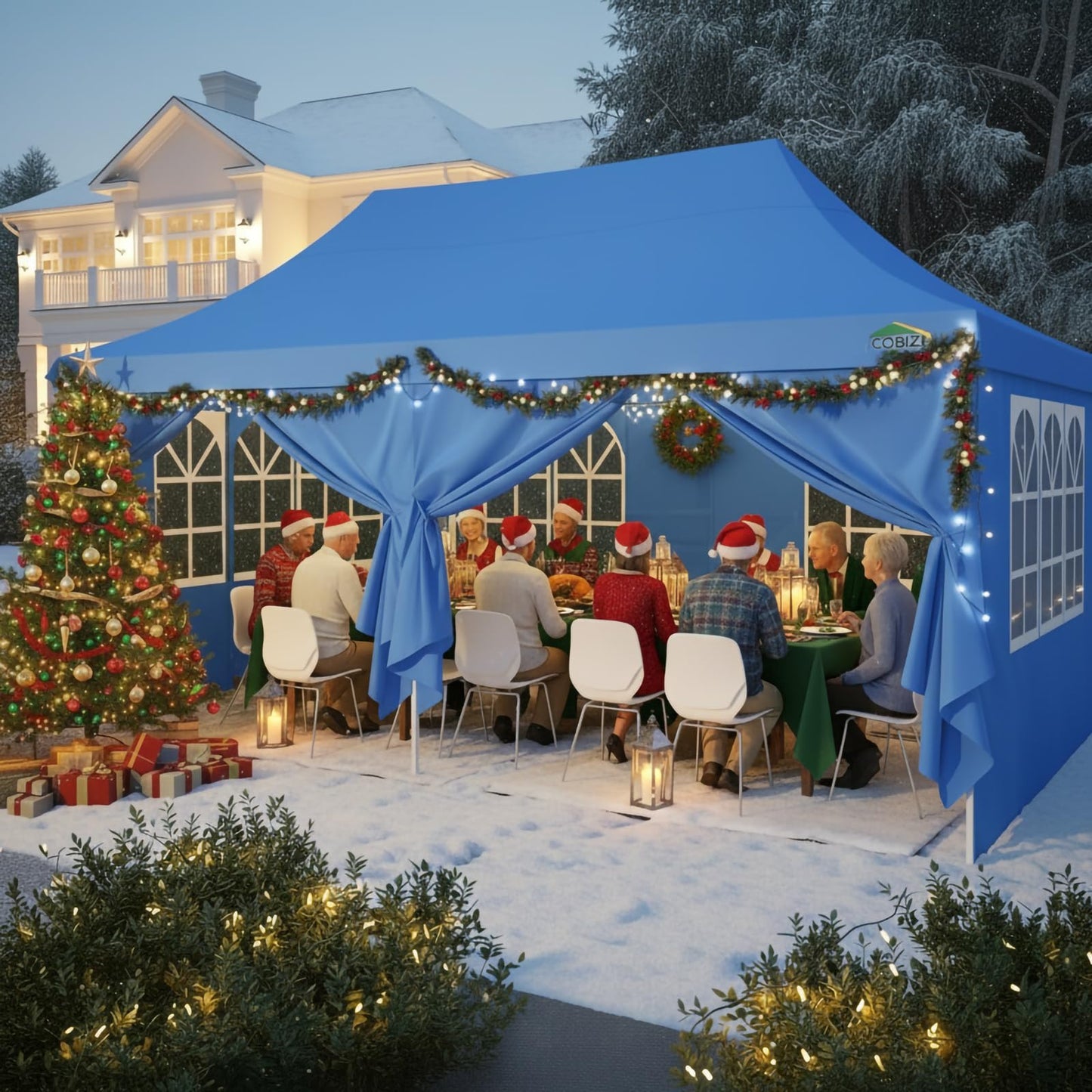 COBIZI 10x20 Pop Up Canopy with 6 Sidewalls, Conical Party Tent 10x20 with 3 Adjustable Height Waterproof, UV-Resistant with Carry Bag, Sandbag, Stake, Ropes for Parties, Commercial (Frame Upgraded)