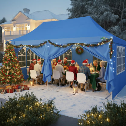 COBIZI 10x20 Pop Up Canopy with 6 Sidewalls, Conical Party Tent 10x20 with 3 Adjustable Height Waterproof, UV-Resistant with Carry Bag, Sandbag, Stake, Ropes for Parties, Commercial (Frame Upgraded)