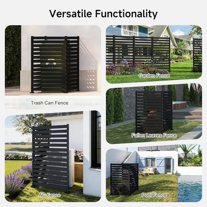 Air Conditioner Fence 1 Panel, 60" H x 38" W HDPE Privacy Fence Panel, Outdoor Privacy Fence Screen with Metal Stakes, Pool Equipment Enclosure & Trash Can Enclosure (Slanted 38" W x 60" H (1 Panel))