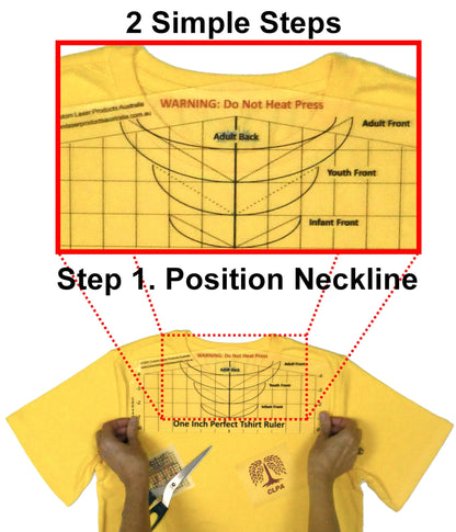 CLPA T-Shirt Ruler Guide — Neckline Placement | Shirt Centering Tool for Heat Press | HTV, DTF and Embroidery | Neckline and Shoulder Reference | Clear PETG | Made in Australia