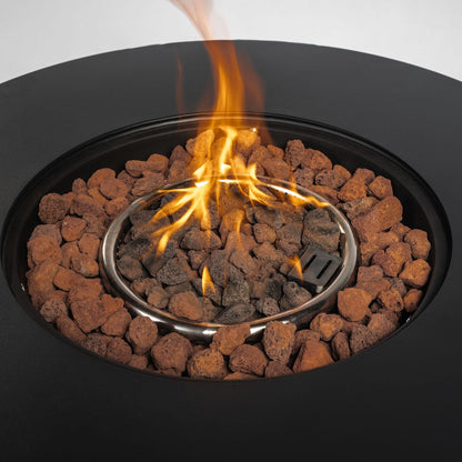 GDFStudio 30" Round Propane Fire Pit Table, 50000 BTU Outdoor Gas Heater with Steel Top & Wicker Base, for Patio, Deck, Garden, Black