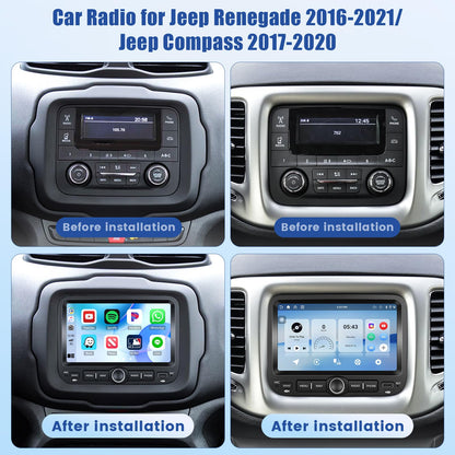 5Ghz WiFi 4G+64G Android 15 Car Radio for Jeep Renegade 2016-2021/Jeep Compass 2017-2020 Car Stereo with Wireless Carplay Android Auto,5.0 Bluetooth,Build-in EQ,7inch IPS Touchscreen,GPS,FM/RDS SWC