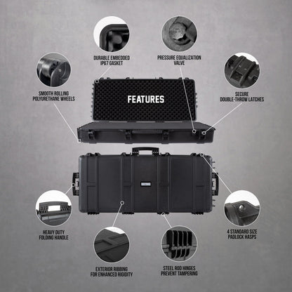 Durabox All Weather Hard Case 47 x 21 x 8” – TSA Approved Rifle Case with Customizable Foam, Dual Ergonomic Handles and Wheels - Waterproof Travel Case for Rifles, Guns, Shotguns, Ammo, Scopes & Gear