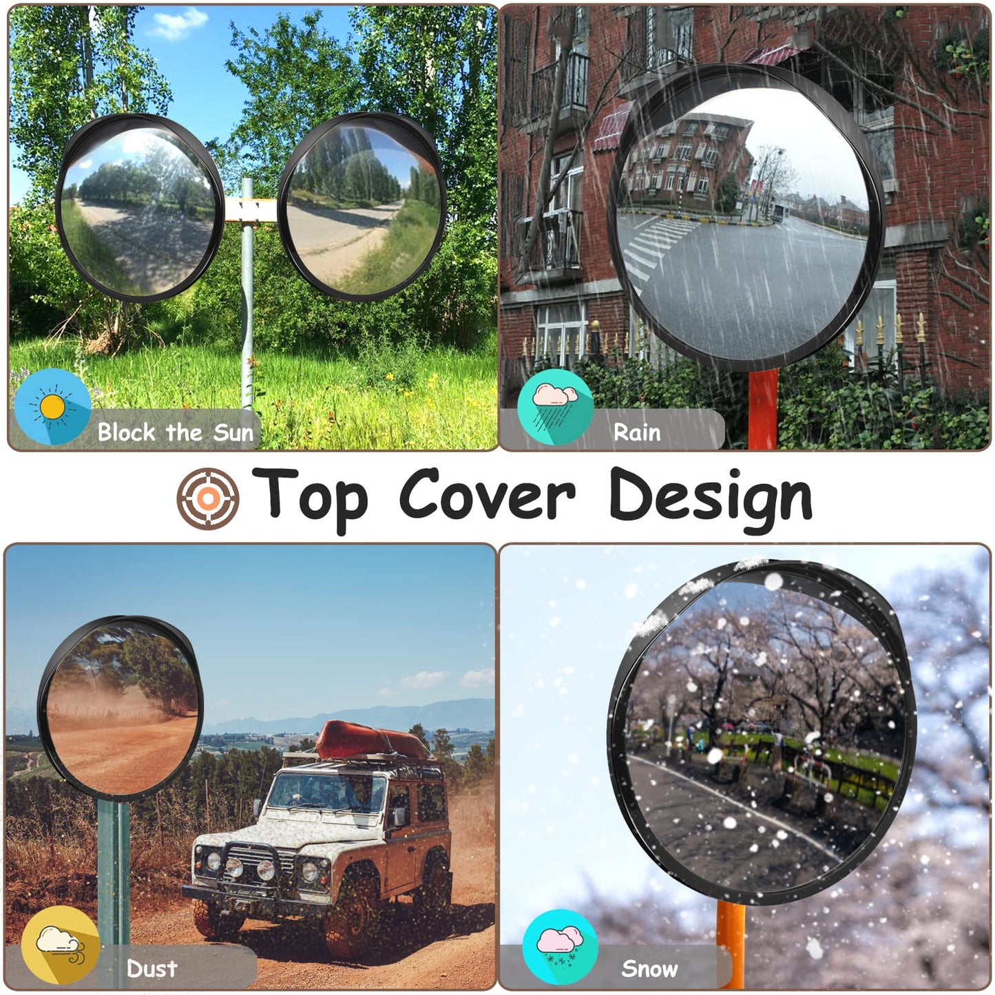 Hydencamm Convex Safety Mirror 𝟮𝟰" 𝗔𝗿𝗰𝘆𝗹𝗶𝗰 𝗗𝗿𝗶𝘃𝗲𝘄𝗮𝘆 𝗠𝗶𝗿𝗿𝗼𝗿, Outdoor Security Mirror Extends View with Adjustable for Bracket, Warehouse, Parking, Garage, Office, Home, Factory