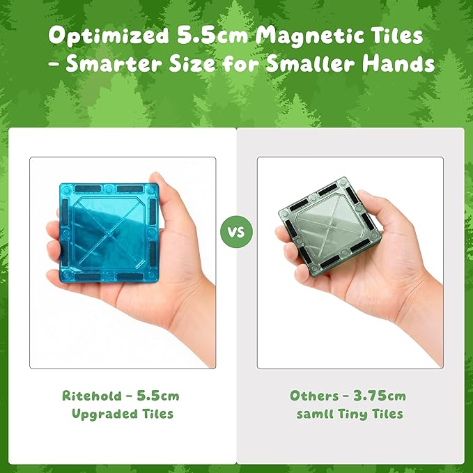 Magnetic Tiles for Kids 62PCS Magnatiles Building with Storage Bag Set Toddler Construction STEM Small Travel Tiles Micro Toys for Kid Ages 3 4 5 6 7 8 9 10 Preschool Boys Girls Birthday