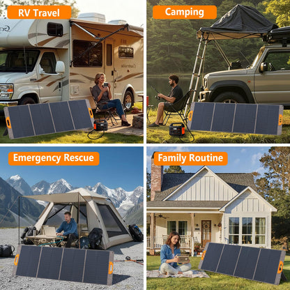 NaveiTech 200W Portable Solar Panel, 25% High Efficiency Foldable Solar Panel Charger for Power Station, for Power Station, with Sturdy Kickstands, Fast Setup for Camping, RV, Pickup, Marine Off-Grid
