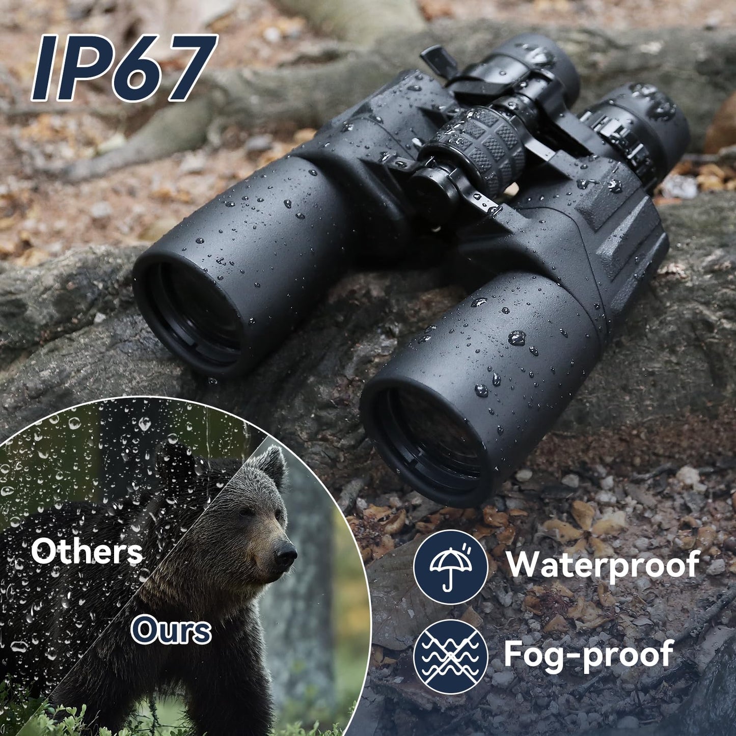 10-30X50 High Powered Zoom Binoculars for Adults - Professional Military HD Binoculars with BAK4 Prism/FMC Lens/Large View/Waterpoof/Low Light Night Vision for Bird Watching, Hunting, Outdoor, Hiking