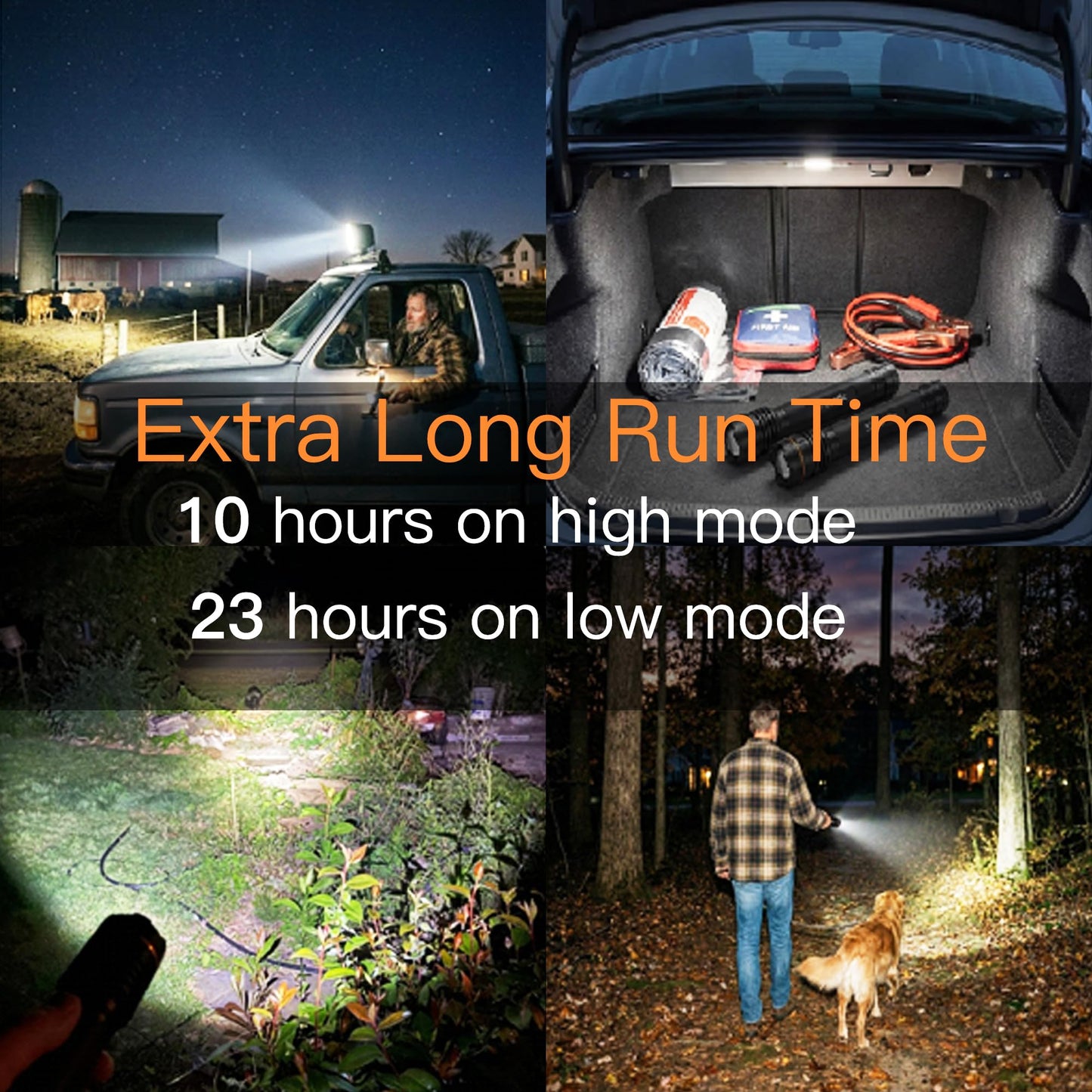 KunHe 10 Pack Heavy Duty 4D Cell LED Flashlights Large Aluminum Zoomable High Lumens 2000 LM Police Flash Light- Big Flashlight for Home Emergency Power Outages Camping Car(Batteries not Included)