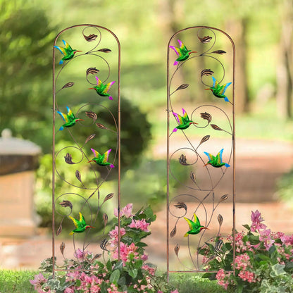 SUNNYPARK Set of 2 Hummingbird Metal Garden Trellis for Climbing Plants, Decorative Vegetables Flowers Vine Trellis for Outdoor Patio 60'' H x 11'' W
