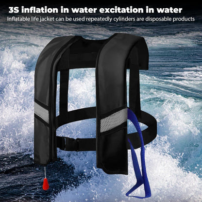 3-Pack 150N Unisex Automatic Life Jacket - Lightweight Inflatable Flotation Device with Reflective Patches, Whistle, Extra Tube - Suitable for Rowing, Boarding (Blue)
