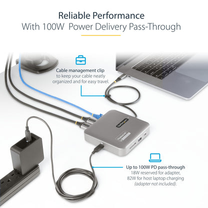 StarTech.com 7-in-1 USB C DisplayLink Dual Monitor Docking Station, 4K 60Hz HDMI Dock for MacBook M1 M2 M3 M4 & Windows, USB 10Gbps Hub, Gigabit Ethernet, SD, 100W PD, 22in (56cm) Cable