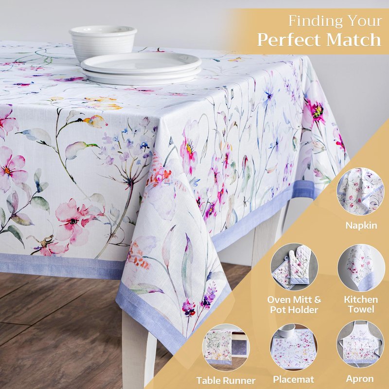 Maison d' Hermine Table Cloth Rectangle Table 100% Cotton 60 x 108 Inches Tablecloth Reusable Decorative for Dining Kitchen Room Farmhouse Home Gifts for Mothers Day Spring Summer - Summer Floral