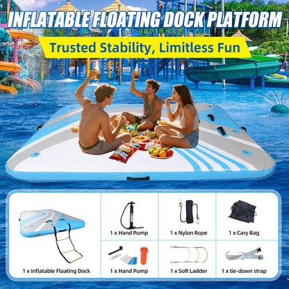 Generalman Inflatable Floating Dock, Air Dock Platform, Island Raft Mat, Swim Platform, Floating Island Raft – Thick & Extra‑Wide Non‑Slip Floating Platform with Portable Carry Bag