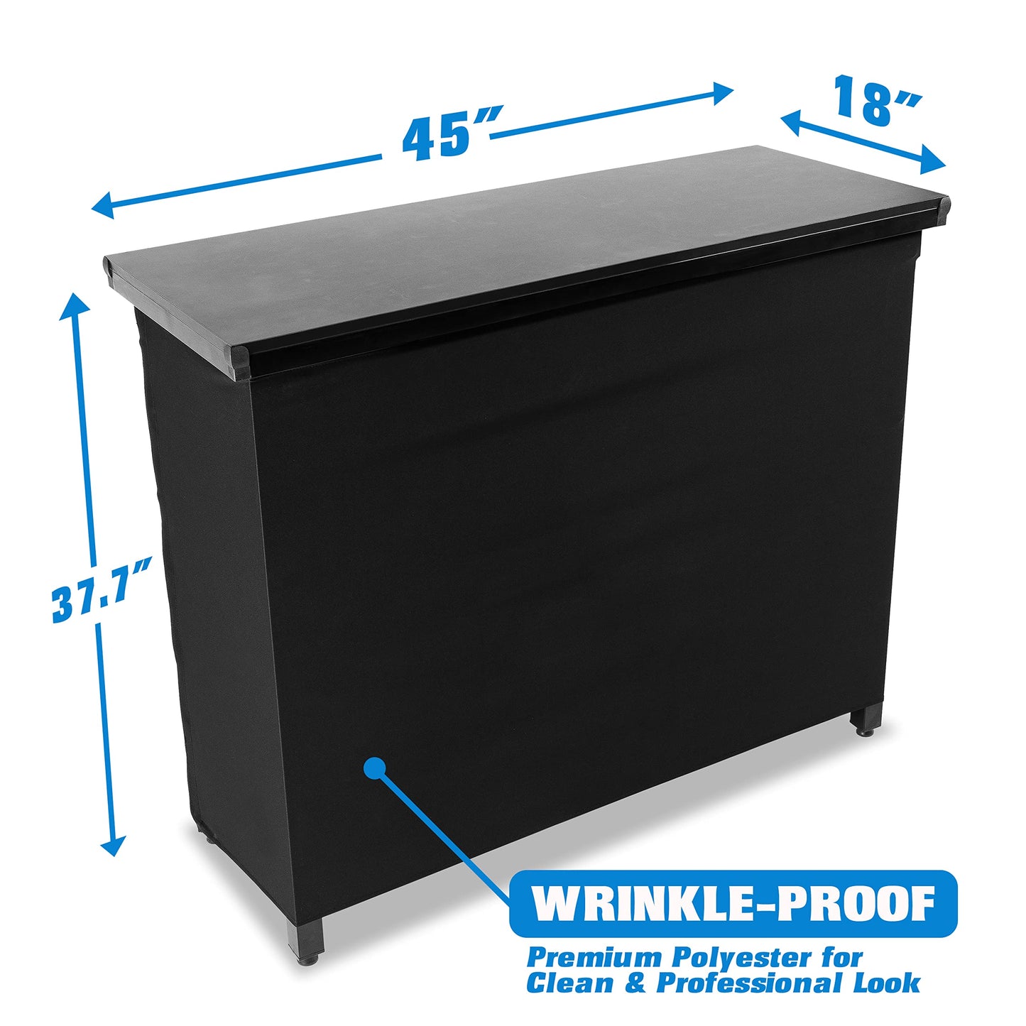 GoBar PRO Commercial Grade Portable Bar Table - Mobile Bartender Station for Events - Includes Black Skirt and Carry Case - Standard or LED