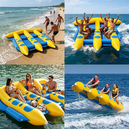 GONFLABLE Inflatable Flying Fish Towable Tubes for Water Park, Heavy Duty Water Sport Towable, Recreational Banana Fishing Towable Tubes for Lake River Ocean Boating(6 Person)
