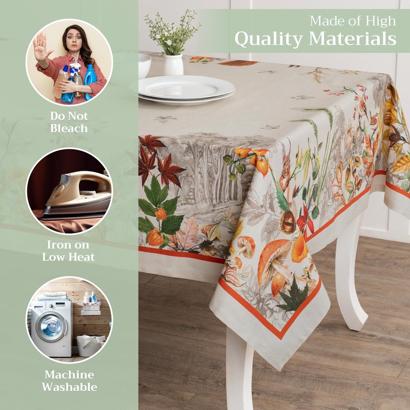 Maison d' Hermine Table Cloth Square Table 100% Cotton 54 x 54 Inches Fall Tablecloth Reusable Everyday Use for Thanksgiving Christmas Decorations Dining Farmhouse Party (Recolte)