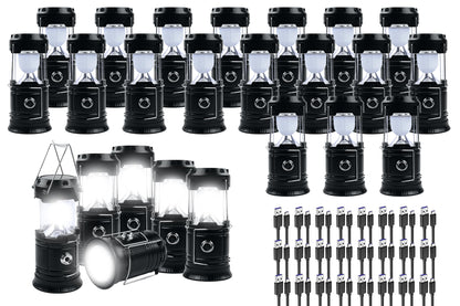 KunHe 24-Pack 1800mAh Collapsible Portable LED Camping Lantern Lightweight Waterproof USB Rechargeable LED Flashlight Kits for Indoor Outdoor Home Emergency Light Power Hiking