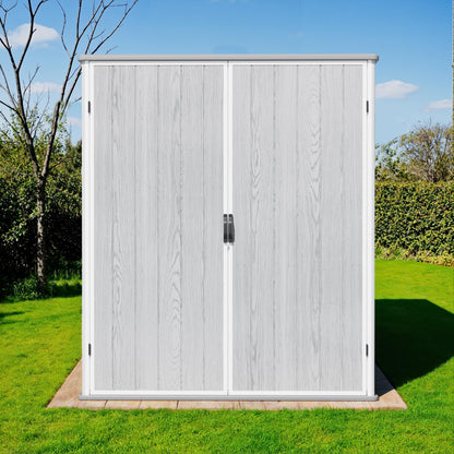 Greesum 5X3FT Plastic Storage Shed with Floor, Resin Outdoor Storaged Shed with Lockable Door, Easy Assembly All-Weather Tool Sheds for Garden, Patio, Yard, Light Gray (4.7×2.5FT)