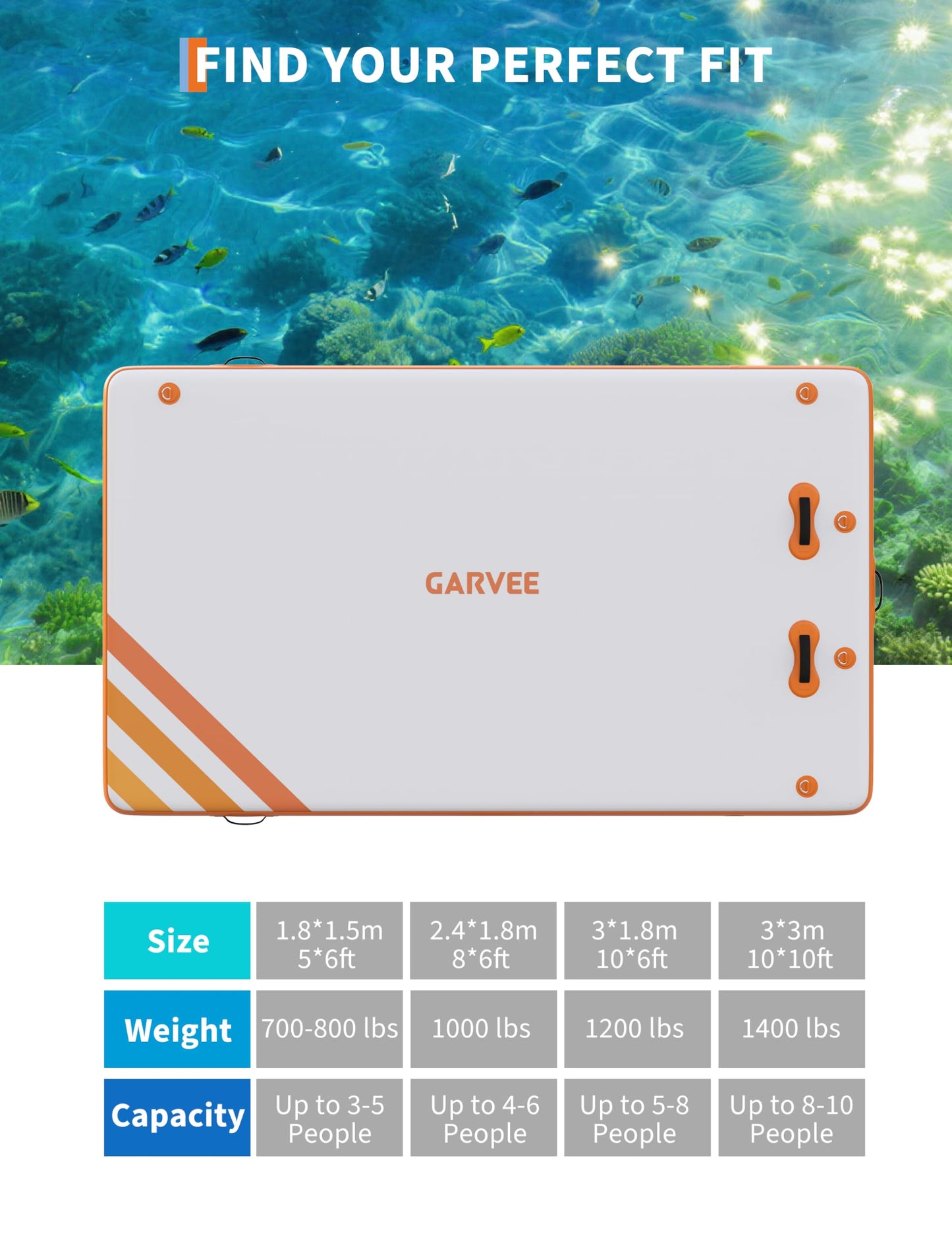 GarveeLife Inflatable Floating Dock 8 x 6 ft Air Dock Platform Non-Slip Surface Thick Lake Floats with Portable Carrying Bag for Lakes, Pool, Beach, Ocean