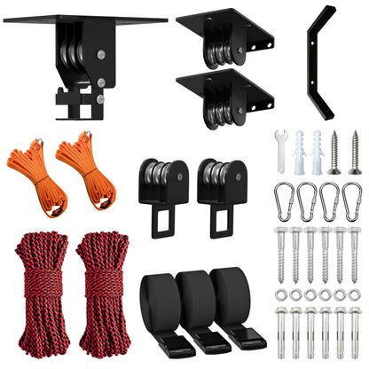 TRUSOON 2026 Heavy Duty Elite Canoe Hoist for Garage Ceiling, Kayak Storage Lift Pulley System with Safety Straps for Rooftop Tent, Holds up to 250 lbs Capacity, Fits 10-18 Foot Ceilings, Black