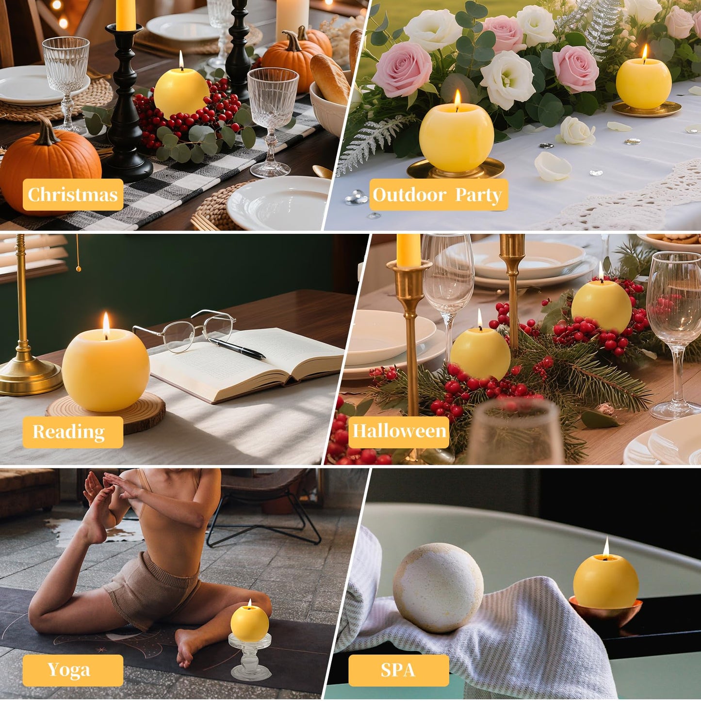 2 Pack Beeswax Round Ball Candles,Hand-Poured Natural Beeswax Candles- 60 H Long Burning Elegant Bees Wax Candles for Home,Paryer,Parties,Unscented Dripless Smokeless Beeswax Candle