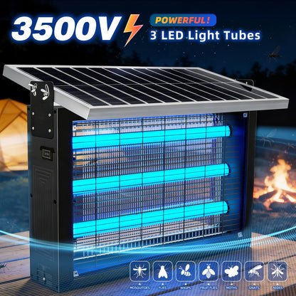 Super Large Solar Bug Zapper Outdoor for 8000 sq.ft, Portable Solar Bug Zapper with High Powered, Rechargeable Electric Bug Zapper for Patio Garden Backyard RV Camping Farm and Large Spaces
