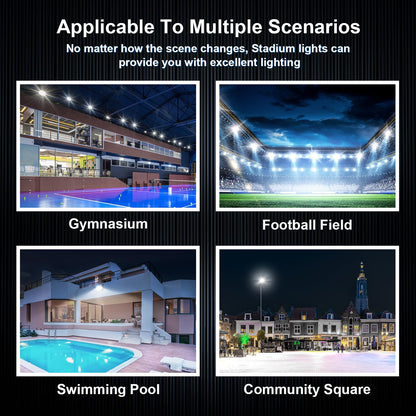 Tomourd 2 Pack 58000LM LED Stadium Light 360W, Ultra-Bright Outdoor Flood Light Fixture with Adjustable Trunnion Bracket, 5000K IP65 Waterproof Commercial Lighting for Field Arena Parking Lot