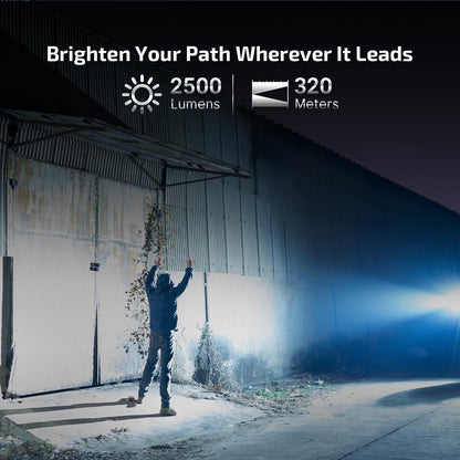 OLIGHT Warrior Ultra 2500 Lumens Tactical Flashlight, Compact Dual Switches Rechargeable Bright Light with Proximity Sensor, Suitable for Emergency, Outdoor, Searching(Navy Blue)
