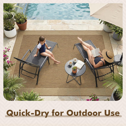 MontVoo-Outdoor Rug-Patio Rug 8x10 ft Polypropylene Indoor Outdoor Rugs Outdoor Carpet for Patio Deck Balcony Porch, Textured Weave, Durable for High Traffic, Fade-Resistant, Modern Neutral Brown
