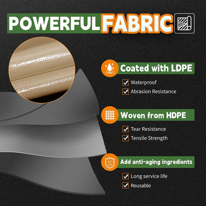 RAINDEWAY 20x40 Feet Heavy Duty Tarp,12 Mil Tan Waterproof Poly Tarp Cover,UV Resistant,Weatherproof,Durable,Multipurpose Tarps with Grommets and Reinforced Edges